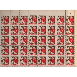 1914 - Danmark - Julemærkeark - Barn der fodre duer - Frimærke - Postfrisk.